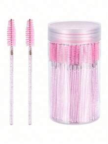 Brochas para pestañas, brochas para máscara (con contenedor), brochas desechables flexibles para cejas, brochas para extensiones de pestañas, brochas para cejas, brochas con aceite de ricino (no todos los SKU tienen botellas) (varios colores disponibles) - Rosa - Ver 1