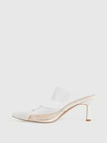 CUCCOO SZL Women's Fashionable Elegant Pointed Toe Transparent Strap Pumps Spring Shoes - White - View 5