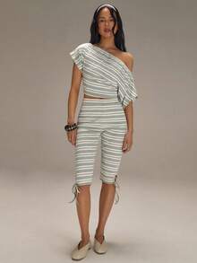 Athîral 女士条纹打结休闲七分裤 - 彩色 - 查看 3