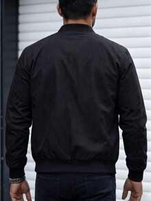 Manfinity Homme Men's Stand Collar Zipper Casual Versatile Daily Wear Long Sleeve Jacket - Black - View 4