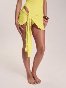 Musera Resort Tie Side Lettuce Hem Mini Sarong Cover Up 2 Pieces Multipack Spring Summer Vacation Swimwear Beach Holiday Cute Swim Essentials - Multicolor - View 4