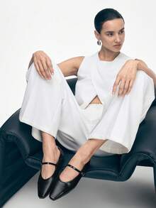 Mnmlis Giày bệt nữ mùa xuân và mùa thu mới, đa năng, thoải mái, chất liệu da mềm, kiểu dáng thấp cổ, thích hợp đi hàng ngày. - màu đen - Xem 8