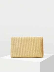 MOTF PREMIUM Túi cầm tay nữ, túi vuông dệt thời trang. - Màu be - Xem 5