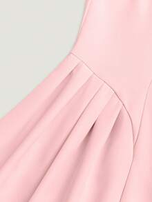 EMERY ROSE New Arrival Waist Cinching A-Line Color Block Bow Tie Midi Dress - Pink - View 5