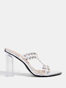 CUCCOO TILAWA Stilvolle und elegante Party, Frauen Sandaletten mit dickem Absatz für den Alltag, beliebtes transparentes Gummi-Strass-Design im Nahen Osten, bequem und vielseitig, passend zu verschiedenen Kleidern und Hosen - Silber - Übersicht 2