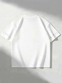 ROMWE MEN 2026 Spring/Summer/Autumn Men's Casual Fashion Round Neck Printed Short Sleeve T-Shirt - White - View 3