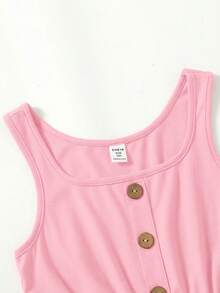 SHEIN Bộ áo liền quần màu xanh lá cây rộng rãi, thoải mái cho bé gái và mẹ, phù hợp mặc hàng ngày, đi nghỉ mát hoặc đi biển. - Hồng - Xem 3