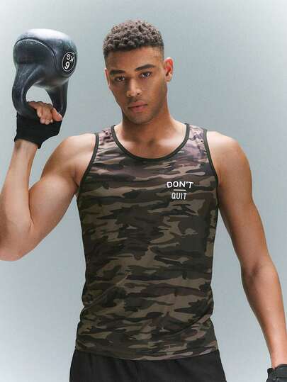 Driftmere 男士字母印花迷彩背心，無袖圖形彩色背心，軍綠色度假爸爸和我