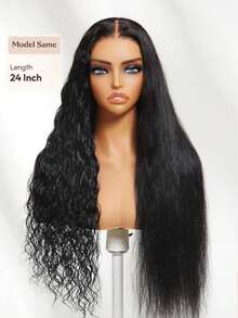 ALL READY WIG 13x4 Bye Bye Slip Pre Everything Wet And Wavy 2-In-1 Straight To Water Wave Human Hair Wig WIith Invisi Drawstring Hair Texture Natural Black Fit All Head Sizes Transparent Lace 100% Human Hair - SNatural - View 6
