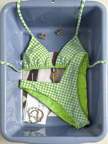 SHEIN Swim Mod 2026 Spring/Summer Beach Shell Print Cute & Sweet Bikini Set - Green - View 7