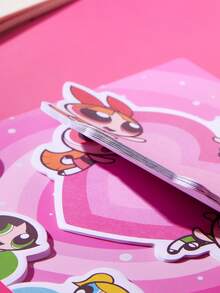 THE POWERPUFF GIRLS X SHEIN 记事本套装，可爱记事本，书写备忘录页标记，猫咪儿童办公学习用品创意礼物 - 粉色 - 查看 4