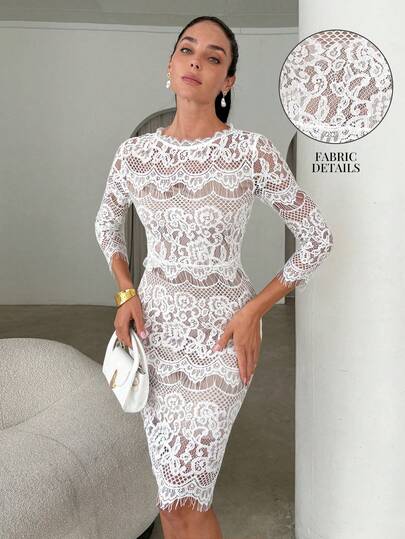 Lavishia Women's Elegant Lace Dress, Suitable For Wedding, Party, Valentine's Day And Casual Wear, Spring/Summer Summer Dress Festival Dresses Party Dress Wedding Guest Dress For Women Graduation Birthday Dress  Prom Dress Elegant Vacation Outfits Women White Dress