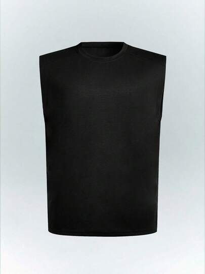 Driftmere White Shark 男士纯色休闲百搭圆领背心，街头风