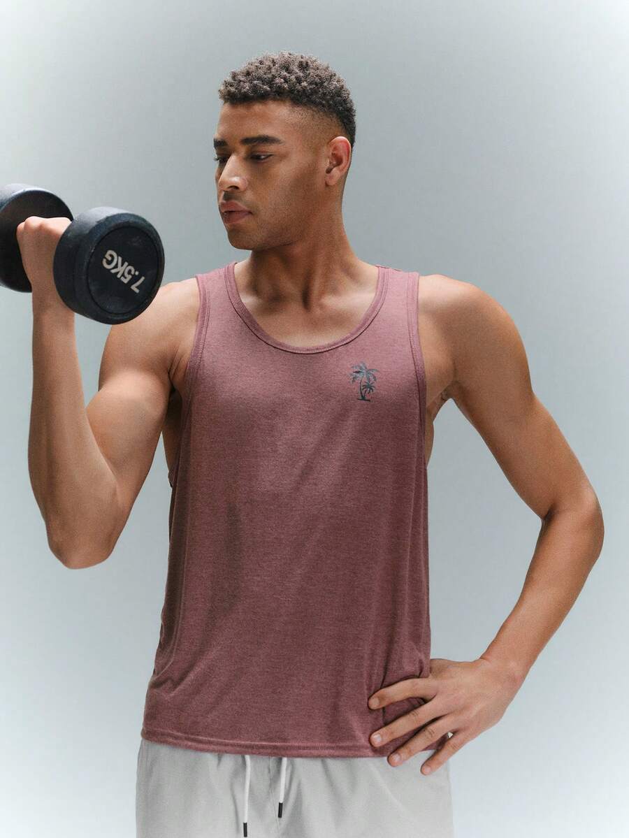 Driftmere 度假熱帶印花男士上衣 - 紅木色 - 查看 1