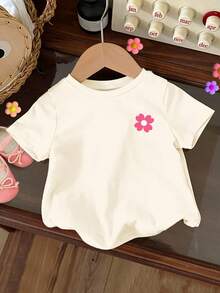 SHEIN 女童乳白色可愛趣味字母迷你版「我的媽媽」媽媽女孩休閒簡約短袖圓領T恤，適合春夏日常穿著，母女套裝，舒適百搭，時尚休閒，兒童甜美字母圖案上衣，新款，返鄉節、情人節氛圍，春夏款 - 彩色 - 查看 2