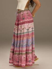 Athîral Women's Casual Floral Print A-Line Skirt - Multicolor - View 5