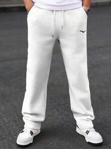 Manfinity CasualCool Men's Eagle Print Drawstring Waist Pocket Sweatpants - White - View 5