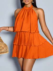 SOLERSUN Plus-Size Burnt Orange Summer Outfits For Woman,Elegant Holiday Vacation Outfits,Boho Concert Festival Rave Beach Clothes,Old Money Style Modest - Orange - View 3