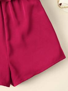 SHEIN Baby Girl Casual Comfortable Ruffle Strap Romper - Hot Pink - View 3