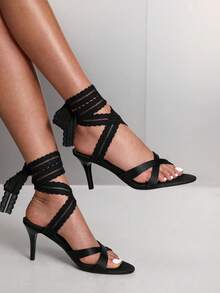 CUCCOO SZL Sandalias de tacón para mujer - Negro - Ver 9