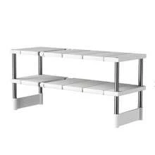 1 pieza/Estante retráctil de drenaje de cocina, estantería de almacenamiento de gabinete interior de múltiples capas, estante de almacenamiento multifuncional para ollas, estante de almacenamiento retráctil de drenaje de 2 niveles para gabinete de cocina, accesorios de almacenamiento de baño - Blanco - Ver 9