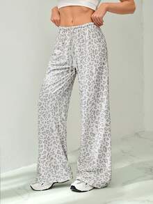 SHEIN Tall Women's Casual Leopard Print Drawstring Waist Sweatpants,Back To School Clothes,Fall Clothes For Women - Multicolor - View 5