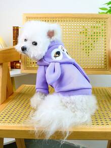 PETSIN 1pc Cat And Dog Wear Universal Clothes, Pet Cute Rabbit Ear Hoodie Cartoon Embroidery Comfortable Hoodie Top Available In Multiple Colors - Multicolor - View 12