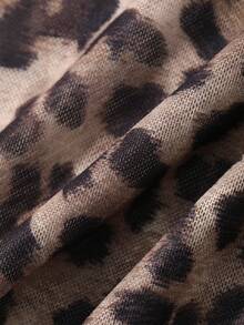 DAZY Camiseta de manga larga con estampado de leopardo de malla para mujer, de verano - Marrón - Ver 6