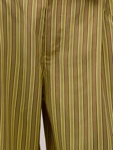Nöista Olive Green Vertical Striped Loose-Fitting Trousers, With A Relaxed Straight Leg Design, Offering A Casual And Versatile Style. A Must-Have For Spring And Summer, Combining Comfort And Fashion, Perfect For Vacations And Casual Shopping, Offering Exceptional Practicality. - Green - View 5