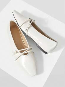 Mnmlis Women's Spring And Autumn New Versatile Comfortable Soft Leather Low Vamp Daily Flat Shoes - Beige - View 5