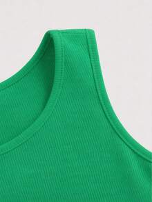 Olithes Áo tank top nữ in khẩu hiệu phong cách thường ngày, thích hợp cho mùa hè. - màu xanh lá - Xem 4