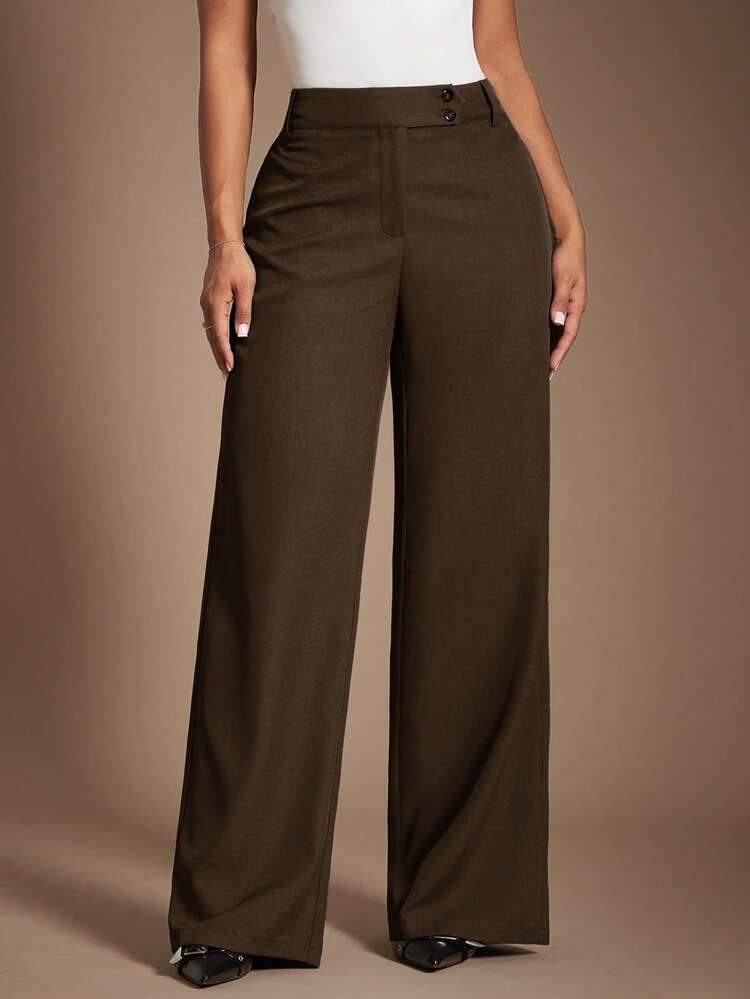 women's dress pants brown High Waisted & Trousers for Women Women Wide Leg Pants For Women Work Business Casual High Waisted Dress Pants Flowy Trousers Office Features Straight Wide Leg Pants for
