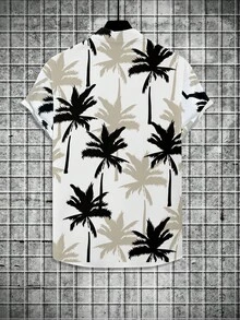Manfinity RSRT 男士棕榈树印花单排扣短袖休闲衬衫 男士棕榈树衬衫 男士度假衬衫 夏威夷印花衬衫 度假套装 白色上衣 假日套装 夏季上衣 男装 女士衬衫 春季上衣 春季服装 - 彩色 - 查看 3