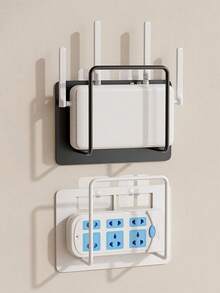 Haus Hana 1ชิ้น/2ชิ้น ชั้นวางเราเตอร์, ชั้นวางเก็บ WiFi, ที่ยึดติดผนัง, กล่องรับสัญญาณ, ชั้นวางกล่องเก็บแบบไม่เจาะ - มัลติคัลเลอร์ - ดู 3