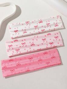 ROMWE Anime 3 piezas Nuevo accesorio para el cabello de diadema de mujer con lazo en forma de corazón de color rosa, adecuado para uso diario y deportes al aire libre - Arco de corazón de 3 piezas. - Ver 5