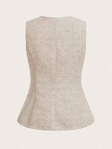 Ellevyn Top elegante sin mangas para mujer con botones de conchas y estrellas - Albaricoque - Ver 2