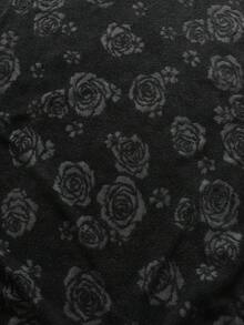 ROMWE MEN Street Life Men's Floral Print Round Neck Casual Everyday Wear Short Sleeve T-Shirt - Black - View 2