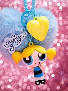 THE POWERPUFF GIRLS X SHEIN 可爱毛绒钥匙扣、包包挂件、钥匙链 - 彩色 - 查看 8