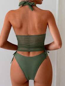 Swim Chiccia 女士两件式比基尼套装，休闲度假风 - 軍綠色 - 查看 2