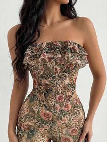 SHEIN SXY Blusa sin mangas con volantes para vacaciones en la playa - Multicolor - Ver 4