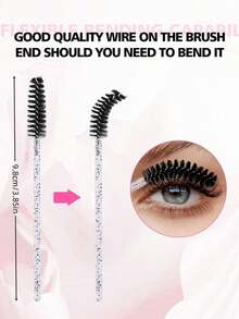 一次性睫毛膏刷头、散装睫毛膏刷、睫毛刷、化妆刷，适用于睫毛嫁接、眉毛修饰、化妆，价格实惠，可用于房间装饰、梳妆台、旅行、卧室、化妆配件、化妆品、化妆工具、廉价商品、礼品、女士礼品、圣诞礼物、赠品、旅行、便宜货、旅行必备品 - 粉色 - 查看 3