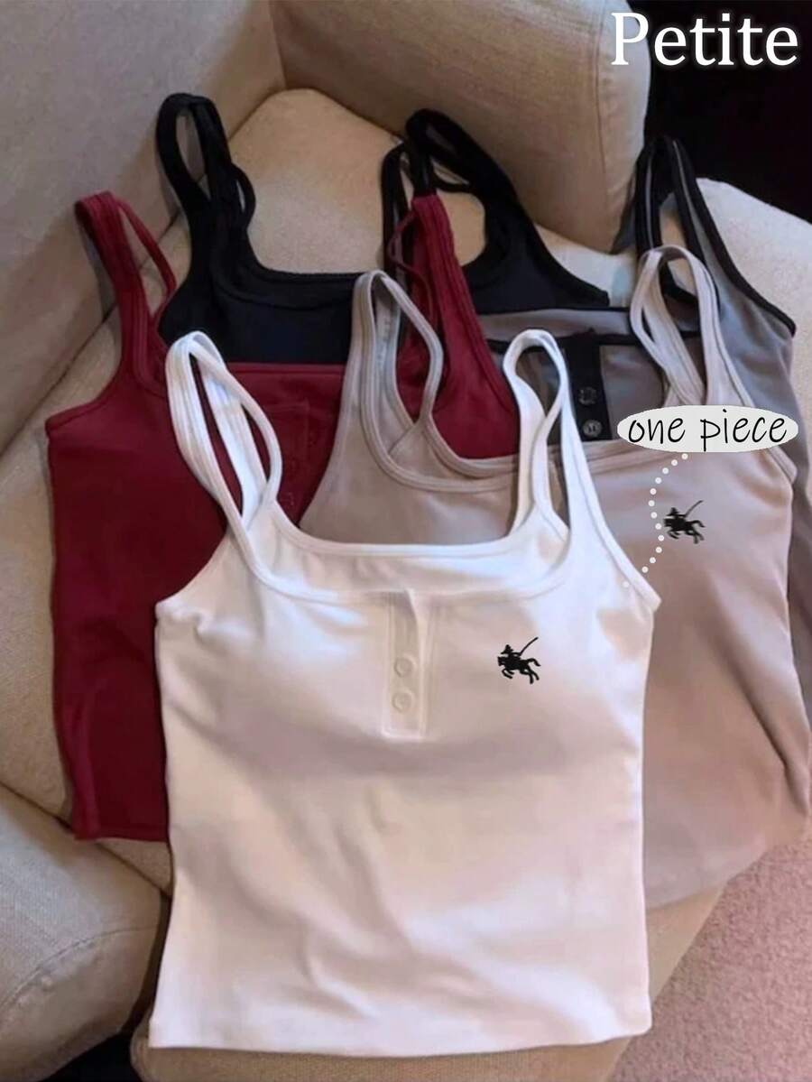 GlowEve Petite 女士休闲骑士印花纽扣设计背心 - 白色 - 查看 1