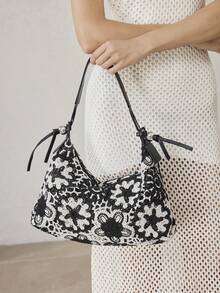 MOTF 女士单肩包，花卉图案包，波西米亚风，夏季沙滩包，旅行必备，邮轮必备，女士度假装扮，钩针编织套装（图案随机） - 彩色 - 查看 8