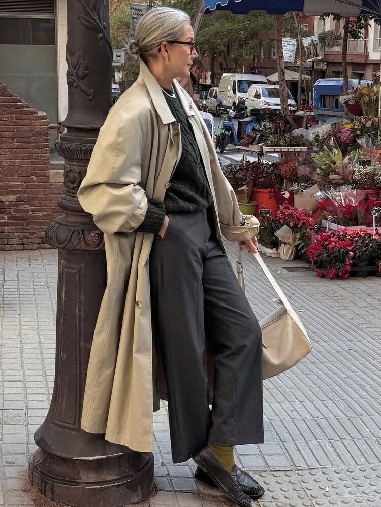 Women's Solid Color Slim Fit Straight Leg Ankle Pants, Elegant Formal Trousers For Spring & Autumn
