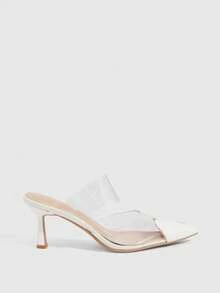 CUCCOO SZL Women's Fashionable Elegant Pointed Toe Transparent Strap Pumps Spring Shoes - White - View 3