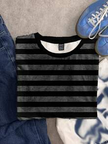 Attitoon Camiseta casual de mujer de cuello redondo y manga corta a rayas - Multicolor - Ver 6