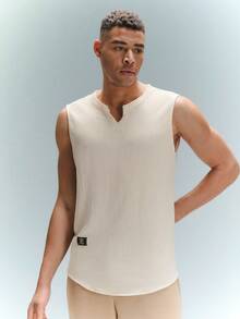 Driftmere 男士夏季字母拼貼細節V領背心 - 杏色 - 查看 4