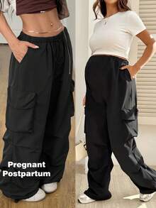 Maternity Clothes Maternity Pants Summer Pregnant Clothes Black Maternity Overalls Comfortable, Casual - Black - View 1