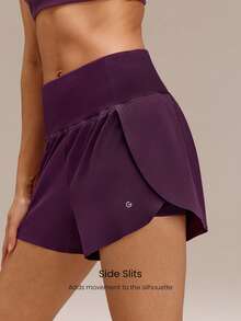 GLOWMODE 3" Pantalones cortos VitalSwift de secado rápido con abertura alta, cintura ajustable con cordón, bolsillos laterales incorporados, agarre antideslizante, de impacto medio, para correr, trotar, entrenar, gimnasio - Bold Plum - Ver 5