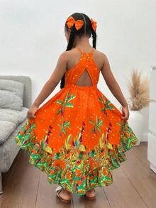 SHEIN 少女印花无袖度假连衣裙 - 彩色 - 查看 2